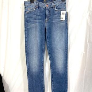 7VFOR ALL MANKIND ( THE SKINNY CROP & ROLL ) LEGGING JEANS SIZE 27 NWT